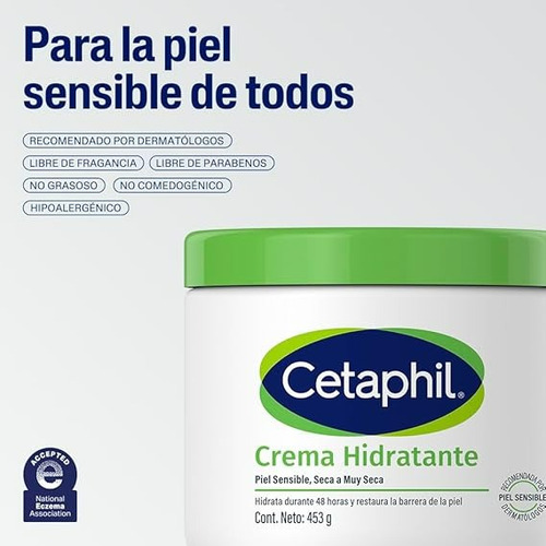 Cetaphil Crema Hidratante 453 Gr Piel Sensible, Seca
