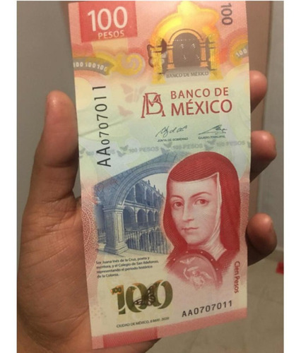 Billete De 100 Pesos De Sor Juana Inés De La Cruz Serie Aa