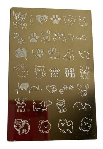 Placa Perro Gato Kawaii Pomerania Corgi Husky Estampado Uñas