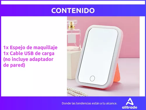 Espejo Para Maquillaje Tocador Soporte Celular 3 Luz Led Usb