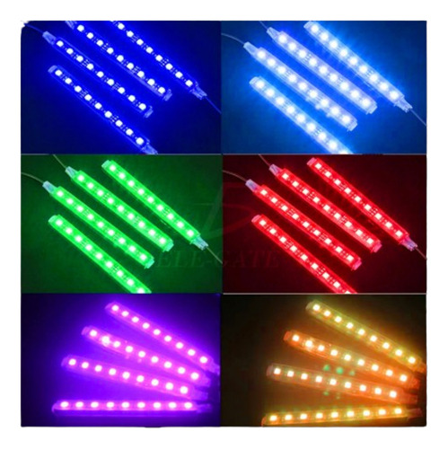 Tiras De Led Para Interior De Auto Rgb Control Remoto 48 Led