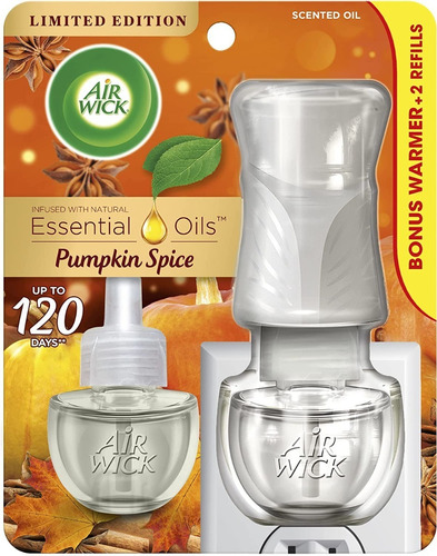 Air Wick Kit Pumpkin Spice Wamer & 2 Refills Ac Esenciales