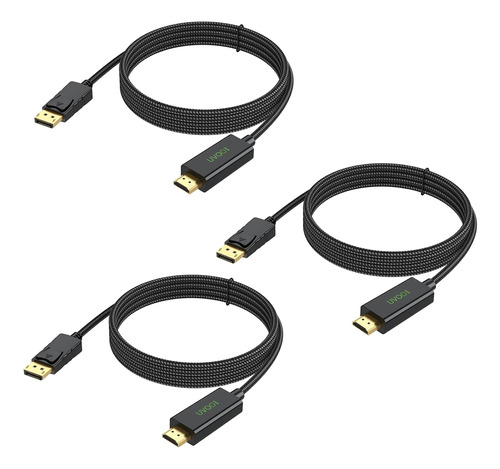 Uvooi Cable Displayport A Hdmi Paquete De 3 De 6 Pies, Displ