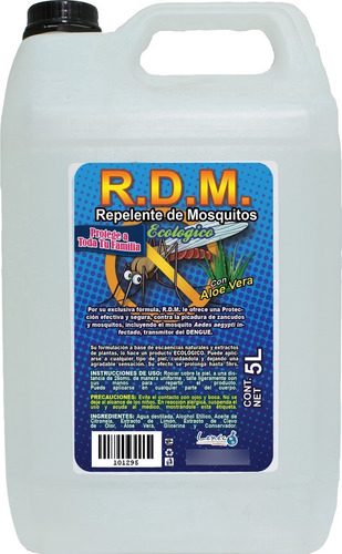 R D M | Repelente De Mosquitos Ecológico Con Aloe Vera 5 L