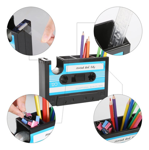 Contenedor De Mesa De Papelería Azul