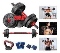 Comprar kit de pesas para ejercicio completo barra gym Mancuernas 20kg Ajustables Y Multifuncionales Con Asas De Kettlebells