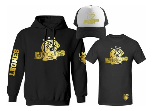 Kit Sudadera + Playera + Gorra Leones De Yucatán Lmb Gold