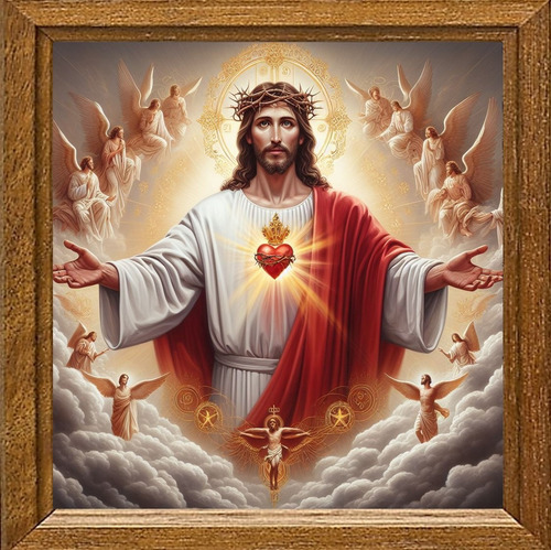 Cuadro Arte Digital Corazón De Jesús V2 50x50cm Pieza Única