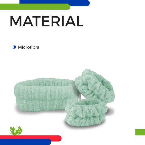 Kit Diadema Sin Moño Slim Company De Pelo Y Muñequeras Microfibra Para Skincare El Cuidado Facial Y Maquillaje Spa En Casa Color Verde