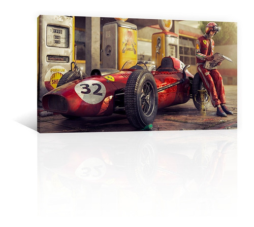 Imagen 1 de 10 de Cuadro Decorativo Canvas Coches Ferrari F1 Estacion De Gas