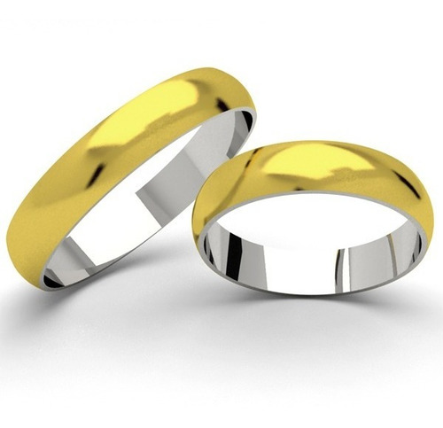 Par De Alianças De Noivado E Casamento Ouro E Prata 5,5mm 
