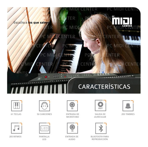 Imagen 4 de 8 de Organo Teclado Musical 61 Teclas Bluetooth Mk2113 Cuotas