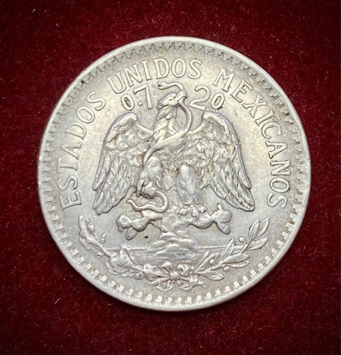 Moneda 50 Centavos Mexico 1937 Km 447 Plata 0.720