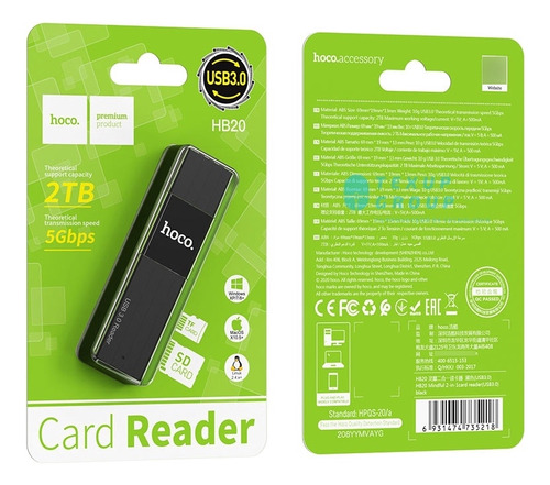 Lector De Memoria Hoco 3.0 Para Pc Microsd Hasta 2tb - 5gbps