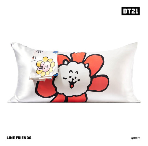 Funda De Almohada De Satén Kitsch X Bt21 (rj) Para Cabello Y