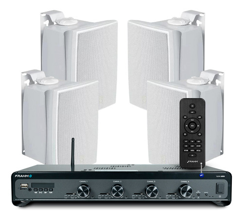 Som Ambiente Bluetooth Frahm Slim 4500 Sd + 4 Caixas Jbl Top
