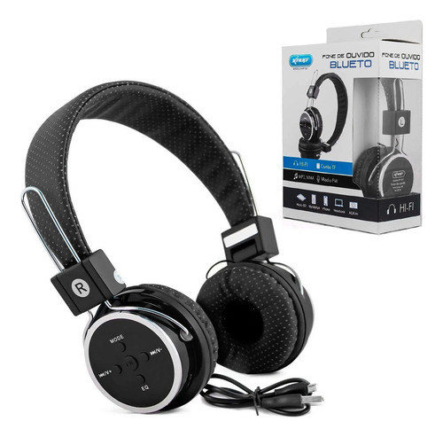 Fone De Ouvido Bluetooth Headphone Sem Fio Cartão Sd Preto