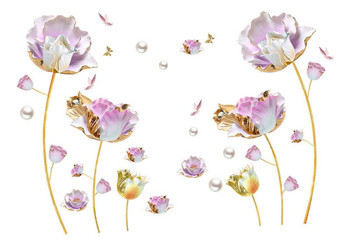 2 Uds Pegatinas De Pared Calcomanías Florales Diy