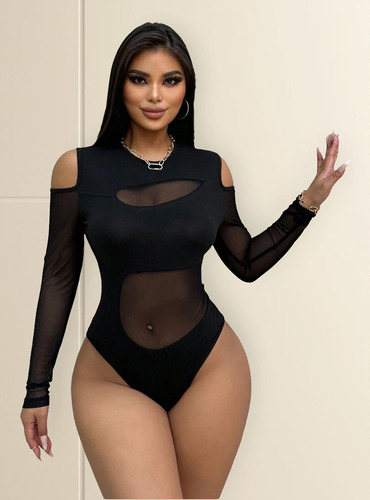 Blusa Body Mujer Importad Shein Manga Larga Malla Sexy Fiest