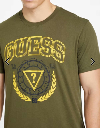 Guess Playera Estilo Blake Varsity Crewneck Olive Morning Ch