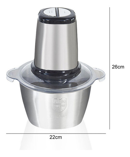 Procesador Picadora De Alimentos Carne Con Cuchillas 2l Plateado