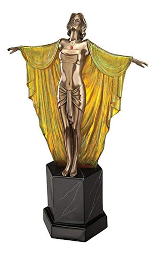 Diseño Toscano Majestic Maiden Art Deco Escultura Iluminada,