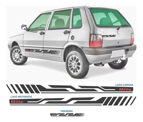 Adesivo Lateral Fiat Uno Mille Way Economy Mile Kit 2015