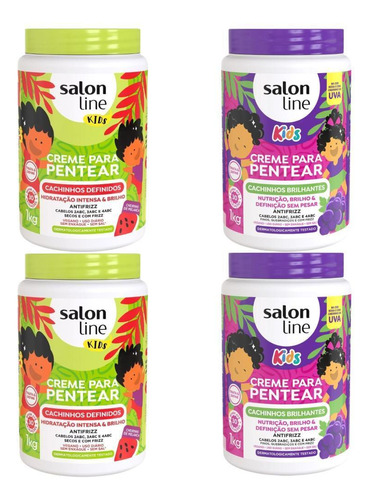 Kit Creme Salon Line Kids Melancia + Uva 1kg Com 4