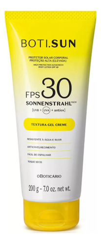 Protetor Solar Corporal Gel Creme30fps Boti.sun 200g V:09/25