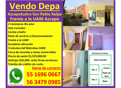Vendo Departamento 4 Piso 2 Rec San Juan Xalpa Frente Uam Azcapotzalco