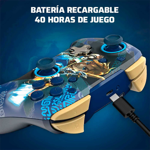 Mando Pdp Wireless Switch Rematch Glow Link (zelda) Azul