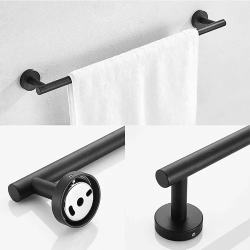 VELIMAX Juego de 4 piezas de accesorios de baño de acero inoxidable de alta  calidad, juego de toallero montado en la pared, negro mate, 23.6 pulgadas