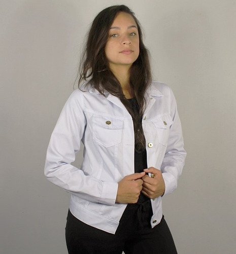 jaqueta branca jeans feminina