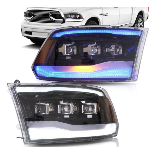 Farol De Led Com Projetor Dodge Ram 1500 E 2500