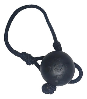 Brinquedo Mordedor Bola 7,5cm Maciça Preta Corda Cachorro Preta