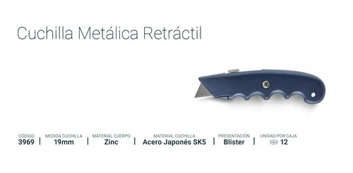 Imagen 2 de 5 de Cutter Cuchilla Retractil Metalica Bremen® 3969 Durlock