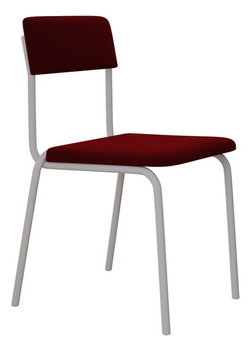 Kit 08 Cadeiras Estofada Sense Branco Veludo Vermelho Vinho