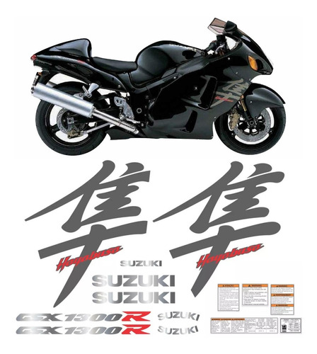 Adesivos Emblemas Moto Suzuki Hayabusa Gsx 1300r 2003 Preta