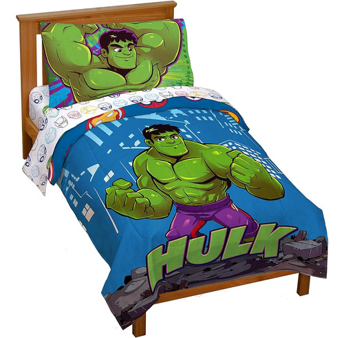 Jay Franco Marvel Super Hero Adventures Hulk Out 4 Piece Tod