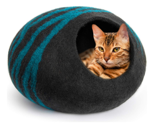 Meowfia Cueva De Cama De Fieltro Premium Para Gatos, Hecha A