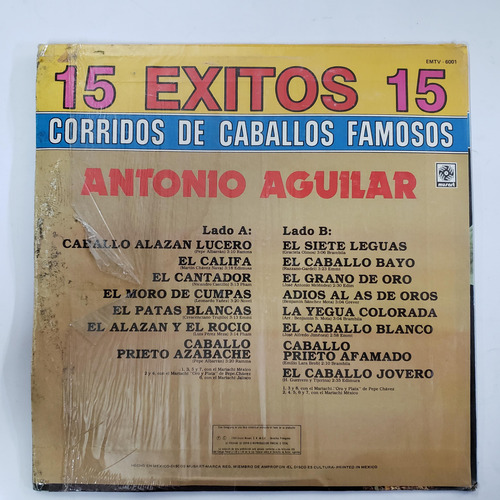 Antonio Aguilar Corridos De Caballos 15 Exitos Lp Como Nuevo (Usado)