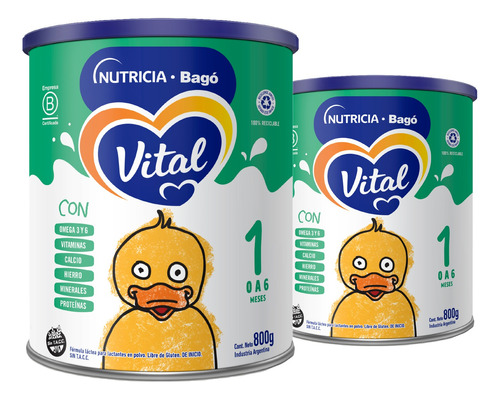 Vital 1 Leche Maternizada En Polvo 800gr Pack X2un