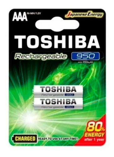 2 Pilhas Recarregáveis AAA Toshiba Para Telefone Sem Fio