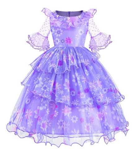 Fantasia Infantil Isabela Voil Madrigal Vestido Com Bolsa