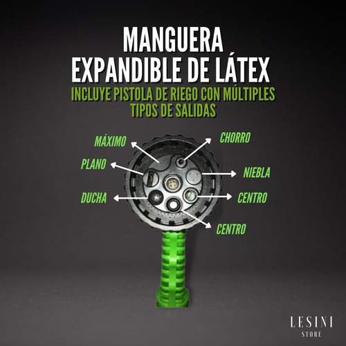 Imagen 5 de 10 de Manguera Expansible De Latex 15 Mts