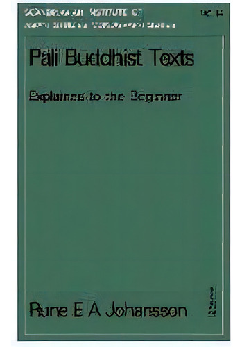 Pali Buddhism Texts Nims14, De Rune E A Johansson. Editorial Curzon Press Ltd, Tapa Blanda En Inglés