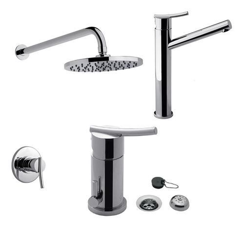 Combo Griferia Fv Libby Monocom Lavatorio Alto Bidet Ducha Ahora 12 Y 18