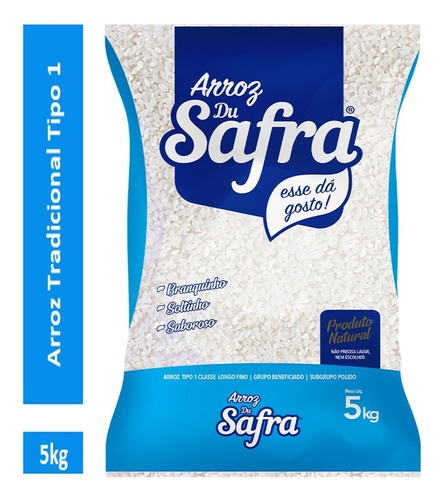 Arroz 5 Kg Agulhinha Tipo 1 Du Safra Pacote Arroz 5kg Branco