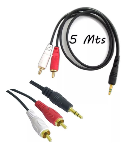 Cable Audio Plug 3.5mm Aux M- A 2rca-m 5mt  Pack X 2 Otiesca