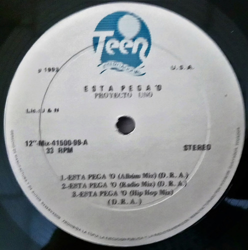 Está Pega´o (disco 12  Mix) 1993 - Proyecto Uno